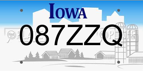 087ZZQ Iowa License Plate