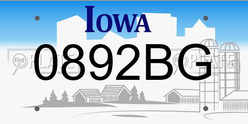 0892BG Iowa License Plate