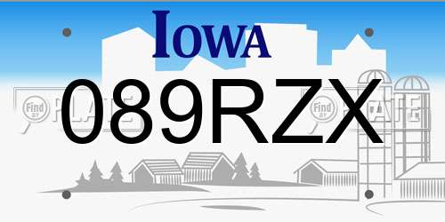 089RZX Iowa License Plate