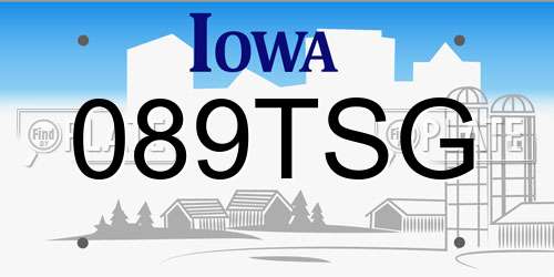 089TSG Iowa License Plate