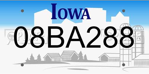 08BA288 Iowa License Plate