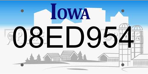 08ED954 Iowa License Plate