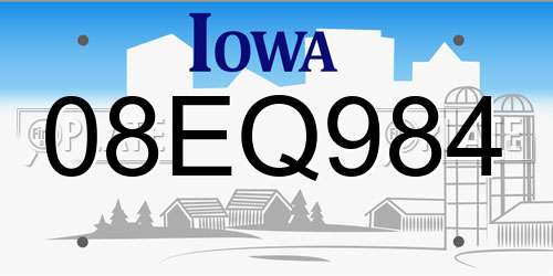 08EQ984 Iowa License Plate