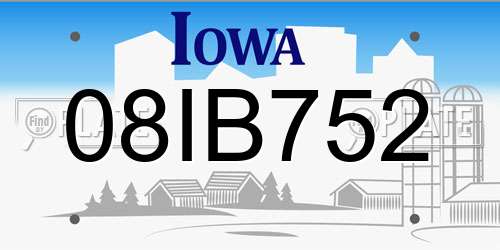 08IB752 Iowa License Plate