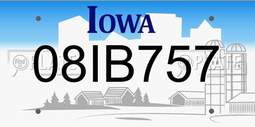 08IB757 Iowa License Plate