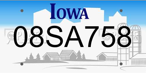 08SA758 Iowa License Plate