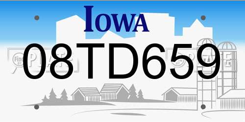 08TD659 Iowa License Plate