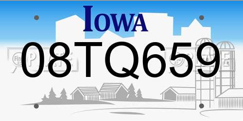 08TQ659 Iowa License Plate