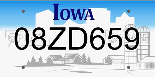 08ZD659 Iowa License Plate