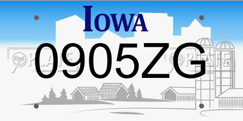 0905ZG Iowa License Plate