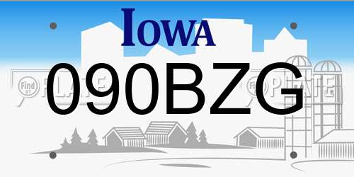 090BZG Iowa License Plate