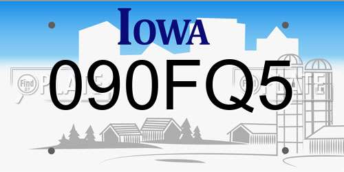 090FQ5 Iowa License Plate