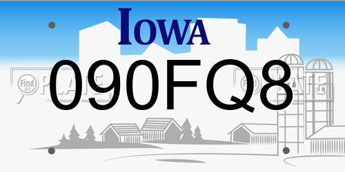 090FQ8 Iowa License Plate