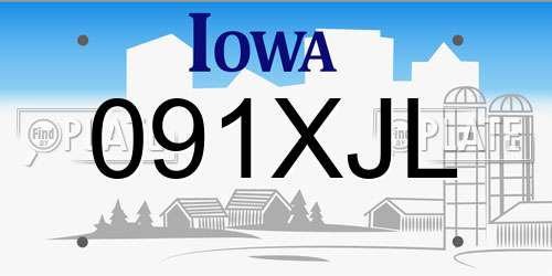 091XJL Iowa License Plate