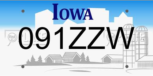 091ZZW Iowa License Plate