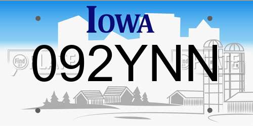 092YNN Iowa License Plate
