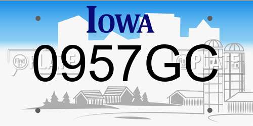 0957GC Iowa License Plate
