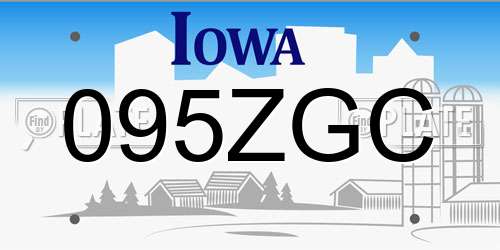 095ZGC Iowa License Plate