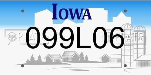 099L06 Iowa License Plate