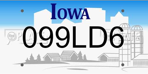 099LD6 Iowa License Plate