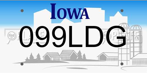 099LDG Iowa License Plate