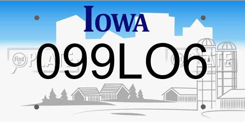 099LO6 Iowa License Plate