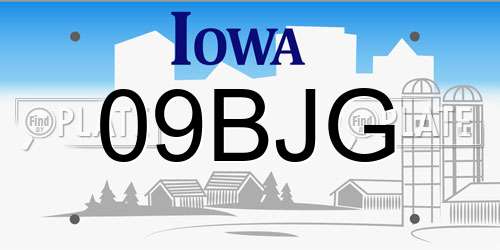 09BJG Iowa License Plate