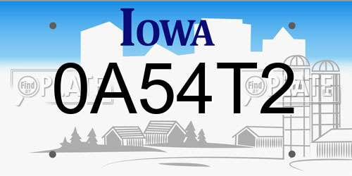0A54T2 Iowa License Plate