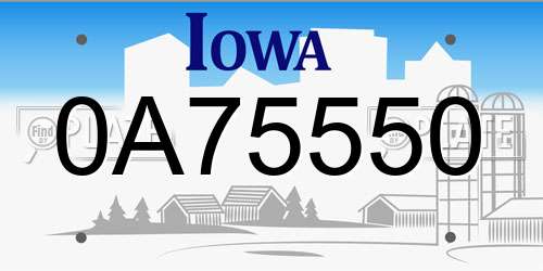 0A75550 Iowa License Plate