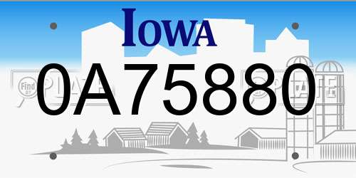 0A75880 Iowa License Plate