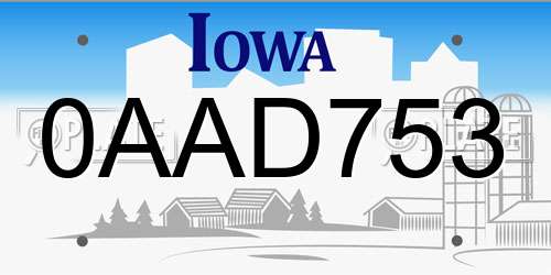 0AAD753 Iowa License Plate