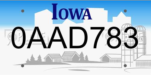 0AAD783 Iowa License Plate