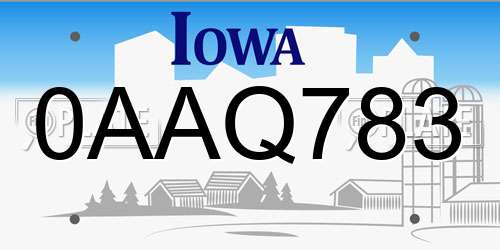 0AAQ783 Iowa License Plate