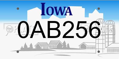 0AB256 Iowa License Plate