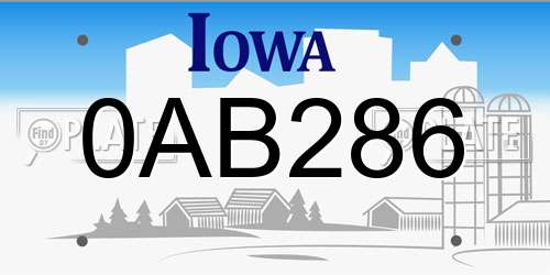 0AB286 Iowa License Plate
