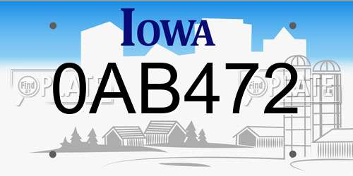 0AB472 Iowa License Plate