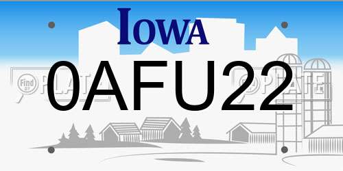 0AFU22 Iowa License Plate