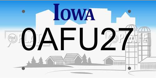 0AFU27 Iowa License Plate