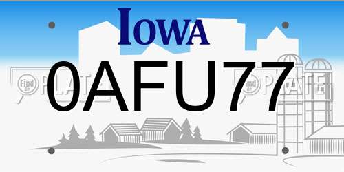 0AFU77 Iowa License Plate