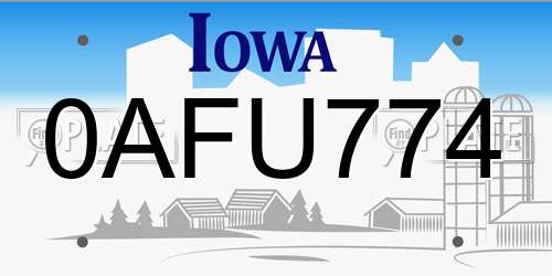 0AFU774 Iowa License Plate