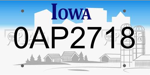 0AP2718 Iowa License Plate
