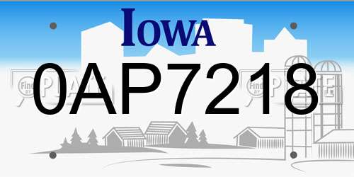 0AP7218 Iowa License Plate