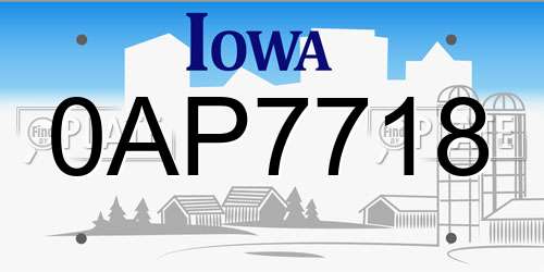 0AP7718 Iowa License Plate