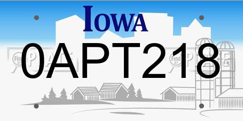 0APT218 Iowa License Plate