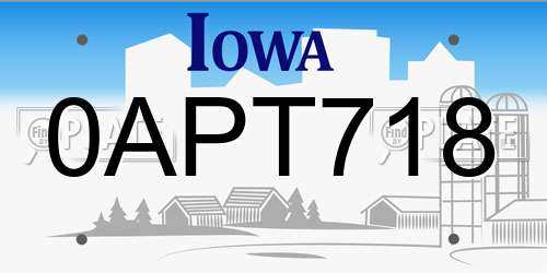 0APT718 Iowa License Plate