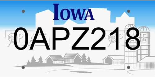 0APZ218 Iowa License Plate