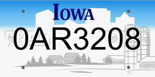 0AR3208 Iowa License Plate
