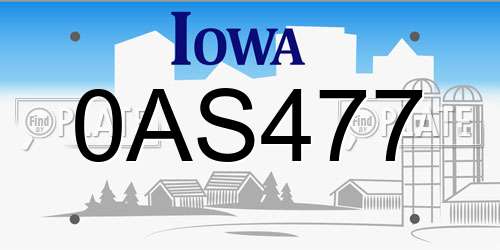 0AS477 Iowa License Plate