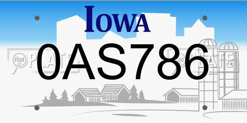 0AS786 Iowa License Plate