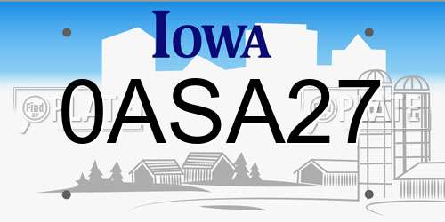 0ASA27 Iowa License Plate